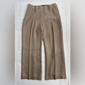READ Valerie Stevens Women’s Sz 8P 100% Silk Tan Pleated Wide Leg Trousers Pants